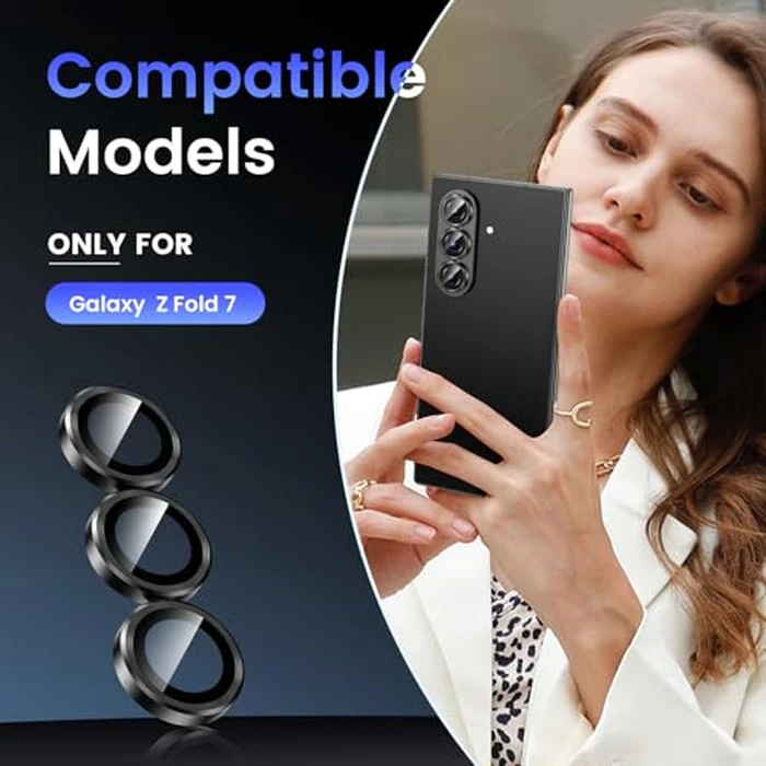 Tensea Camera Lens Protector Compatible for Samsung Galaxy Z Fold 7, 9H Tempered Glass Camera Cover Screen Protector Metal Individual Ring 【Case Friendly】【Installation Tray】【Military Grade Protection】 by Tensea - Image 2