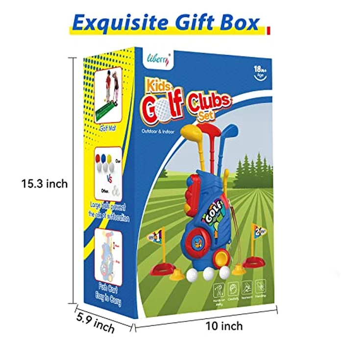 Liberry Toddler Golf Set with Putting Mat for 2 3 4 Years Old Boys Girls, Upgraded Kids Golf Cart with Unique Shoulder Strap Design, Indoor and Outdoor Golf Toys Gifts by Liberry - Image 7