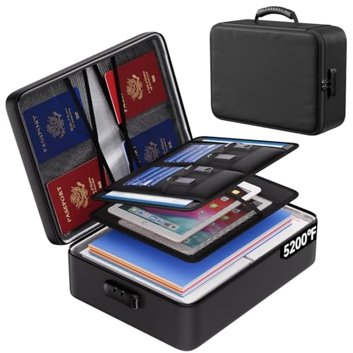 ENGPOW 5200 degreesF Fireproof Document Bag with Lock, Soft 8 Layers Document Organizer, Portable Home Travel Safe Storage by ENGPOW - Used - Good condition - CA$33.33