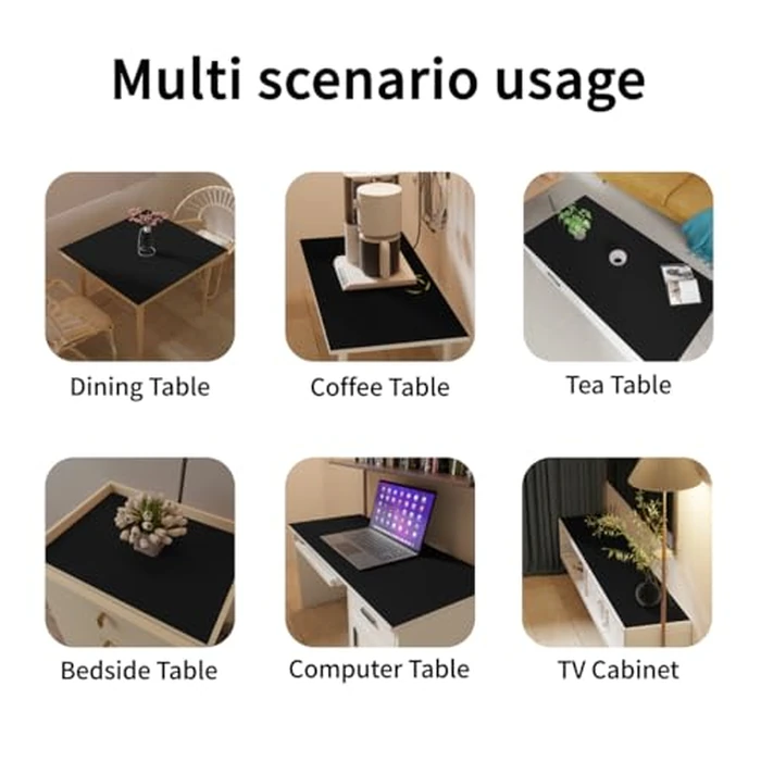 Zinkooat Runner for Dresser Top - 22x48 Inch Waterproof Easy to Clean Can Conceal Flaws Protector The Table Top from Scratches Used for Coffee Table Dresser(Black+Black 22x48) by Zinkooat - Image 6