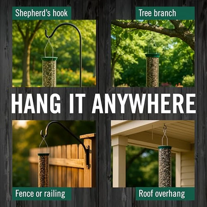 Droll Yankees Squirrel Proof Bird Feeder for Outdoors - Rechargeable Weight-Activated Rotating Perch, 5lb Seed Capacity, Metal Base, UV-Stabilized Seed Tube, Hanging Green Yankee Flipper, YF-M by Droll Yankees - Image 6