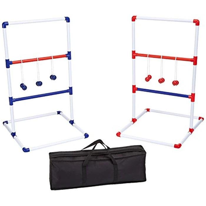Amazon Basics Portable Ladder Toss Outdoor Game Set with Carrying Case, Simple to Assemble, Red/Blue by Amazon Basics - Used - Like New condition - US$32.95