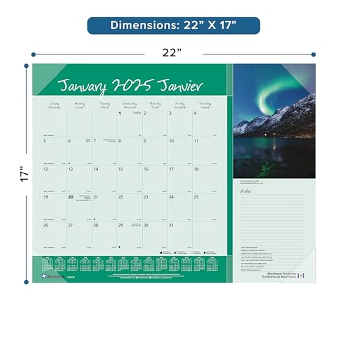 Blueline(R) 2025 Imagine Collection Monthly Desk Pad Calendar, 12 Months, January to December, 22" x 17", Canadian Provinces, Bilingual (C192118-25) by BLUELINE - Image 2