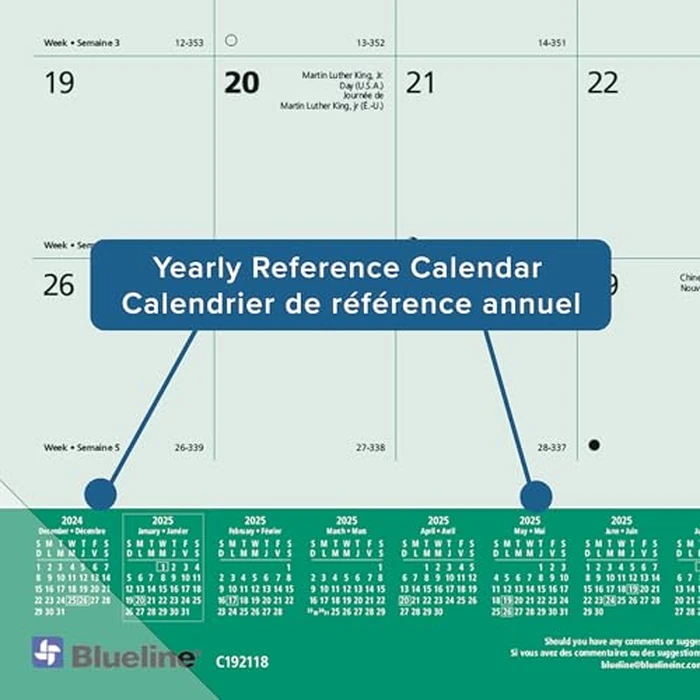 Blueline(R) 2025 Imagine Collection Monthly Desk Pad Calendar, 12 Months, January to December, 22" x 17", Canadian Provinces, Bilingual (C192118-25) by BLUELINE - Image 5
