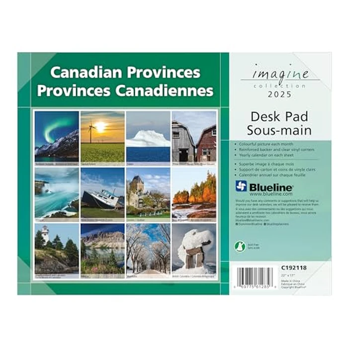 Blueline(R) 2025 Imagine Collection Monthly Desk Pad Calendar, 12 Months, January to December, 22" x 17", Canadian Provinces, Bilingual (C192118-25) by BLUELINE - Image 6