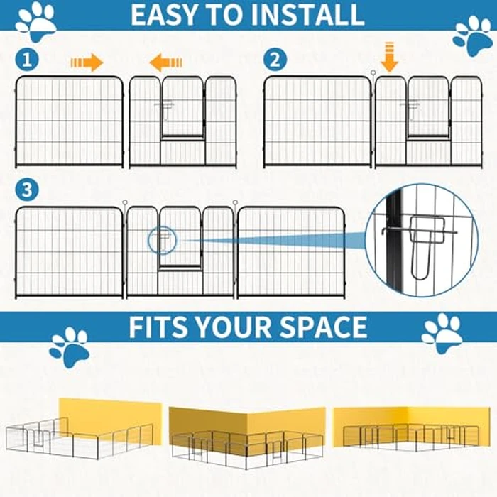 NEWBULIG Dog Playpen 16 Panels 24" Height Foldable Heavy Duty Metal Dog Exercise Playpen Puppy Fence for Indoor Outdoor Yard by NEWBULIG - Image 2