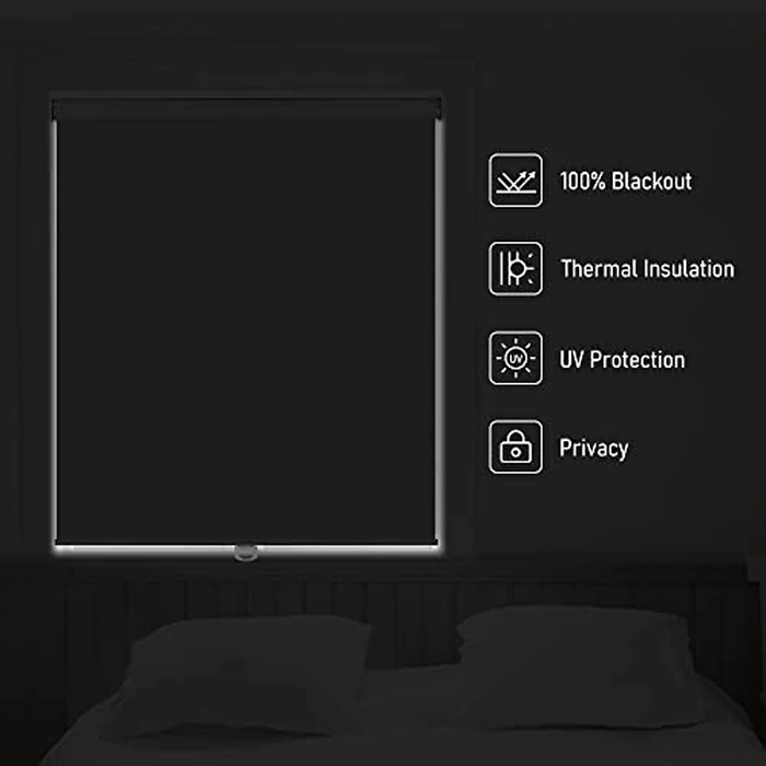Kokorona Cordless Roller Shades Blackout Roller Blinds for Windows, Free-Stop Roller Window Shades Room Darkening Blinds Privacy Thermal Insulated for Home, Grey, 50" W X 72" H (127 W x H 183 cm) by Kokorona - Image 5