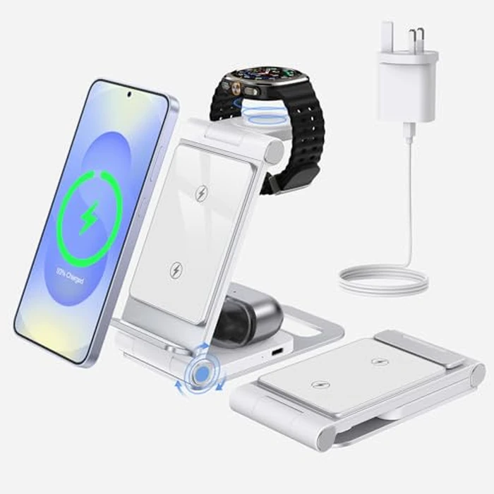 Wireless Charger for Samsung 3 in 1 Wireless Charging Station Foldable Wireless Charger Stand for Samsung S26 S25 Ultra S24 S23 S22 S21 / Z Flip/Z Fold Series for Galaxy Watch 8/7/6/5/4/ Galaxy Buds by Bolvunes - Used - Like New condition - US$31.33