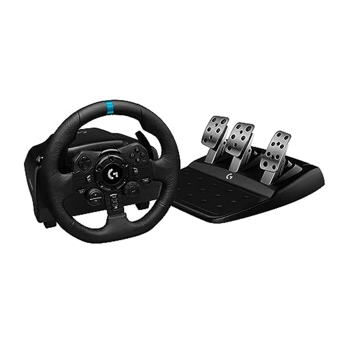 Logitech G923 Racing Wheel and Pedals, TRUEFORCE up to 1000 Hz Force Feedback, Responsive Driving Design, Dual Clutch Launch Control, Genuine Leather Wheel Cover, for PS5, PS4, PC, Mac - Black by Logitech G - Used - Very Good condition - CA$320.83