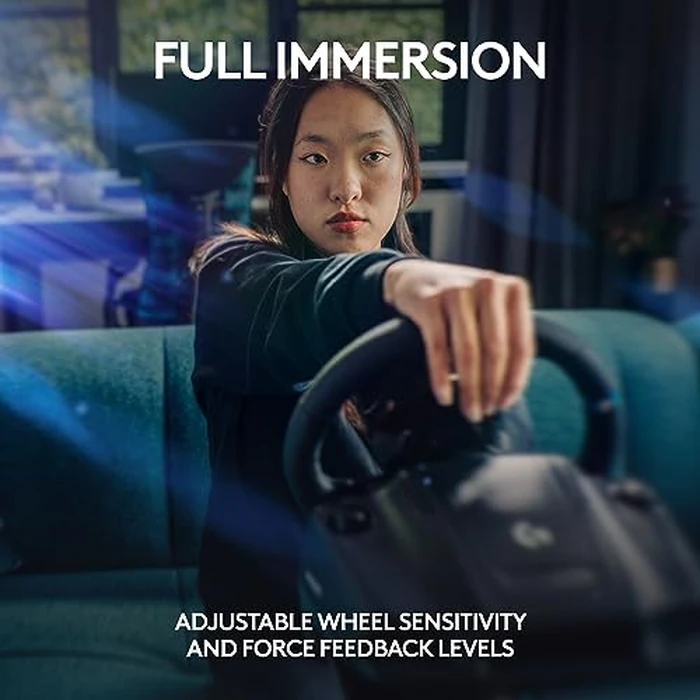 Logitech G923 Racing Wheel and Pedals, TRUEFORCE up to 1000 Hz Force Feedback, Responsive Driving Design, Dual Clutch Launch Control, Genuine Leather Wheel Cover, for PS5, PS4, PC, Mac - Black by Logitech G - Image 8