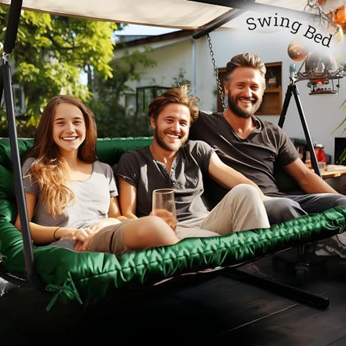 Matalde Outdoor Cushions for Patio Furniture, Patio Furniture Cushions with Straps and backrest, Dark Green 60x40 inches, 4" Thick,Porch Swing Cushions for Backyard and Garden by Matalde - Image 6