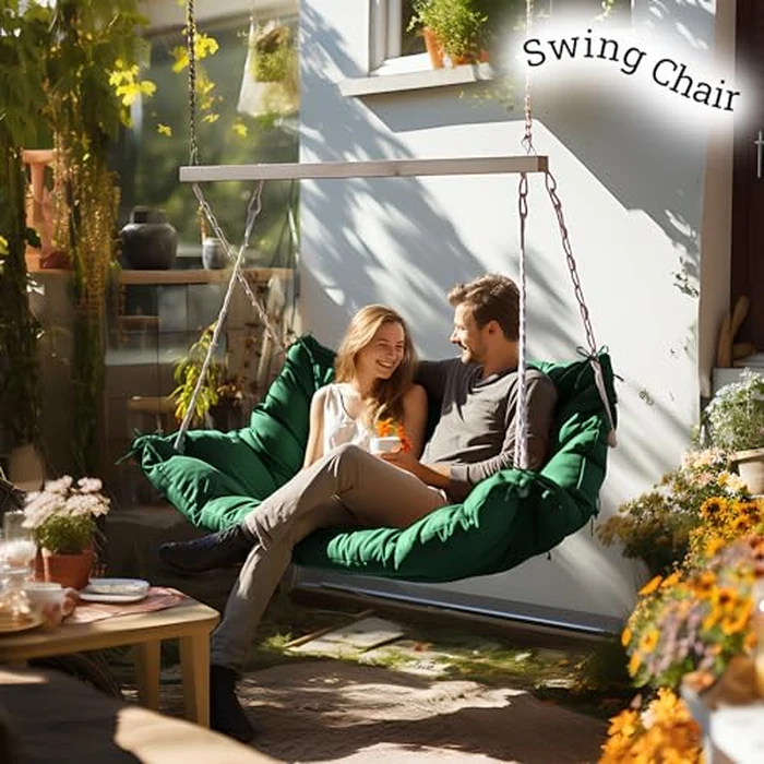 Matalde Outdoor Cushions for Patio Furniture, Patio Furniture Cushions with Straps and backrest, Dark Green 60x40 inches, 4" Thick,Porch Swing Cushions for Backyard and Garden by Matalde - Image 7