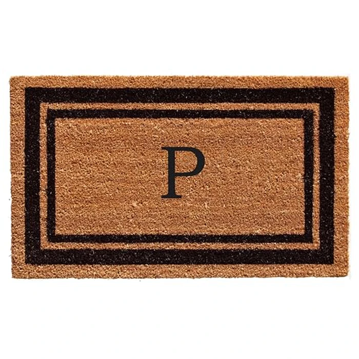 Calloway Mills 152963672P Black Border 36" x 72" Monogram Doormat Letter (P) by Calloway Mills - Image 1