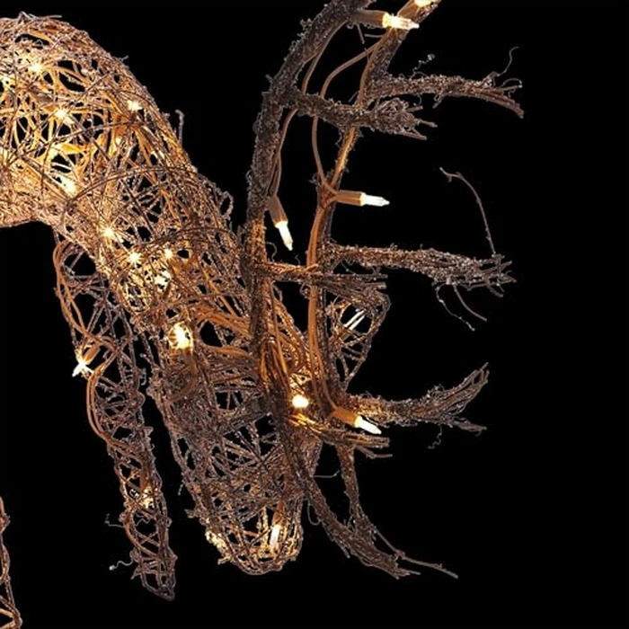 Alpine Corporation 24" Tall Outdoor Rattan Grazing Reindeer Lawn Decoration with White LED Lights, Indoor/Outdoor Christmas Holiday Yard Decor Garden Display by Alpine Corporation - Image 6