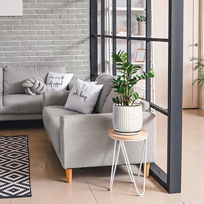 D'vine Dev 8 Inch Ceramic Beaded Stoneware Planter Pot - Flower Pot with Drainage Holes and Saucers for Indoor Succulent Plants or Flowers, Smoked White, 27-C-Q-1 by D'vine Dev - Image 6