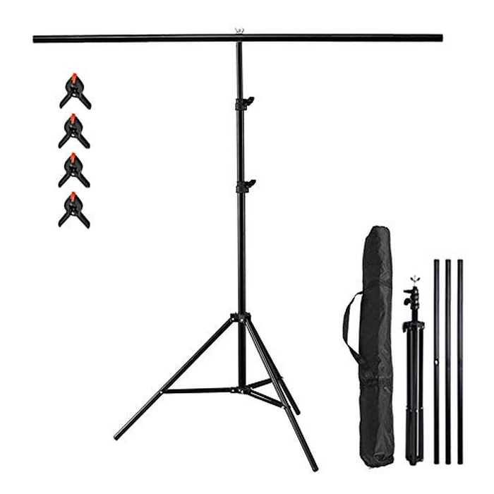 Selens T-Shape Background Backdrop Support Stand Kit, 6.5ftx6.5ft/2Mx2M Backdrop Support Stand System with Carrying Bag & Clips for Muslin Vinyl Background, Photo and Video Studio by Meking - Image 1