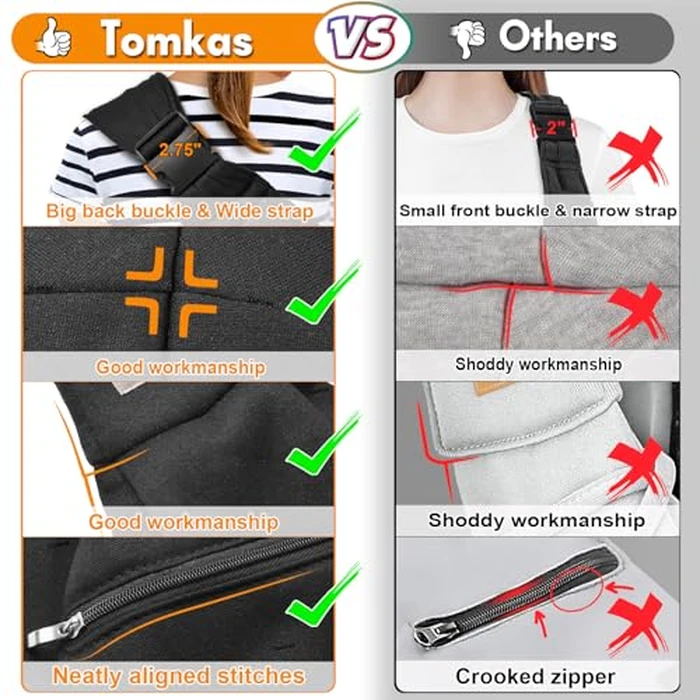 Tomkas Small Dog Cat Sling Carrier Puppy Purse Travel Wrap Soft Crossbody Pet Bag (Black, M - Zip Pocket & Adjust Strap) by TOMKAS - Image 4