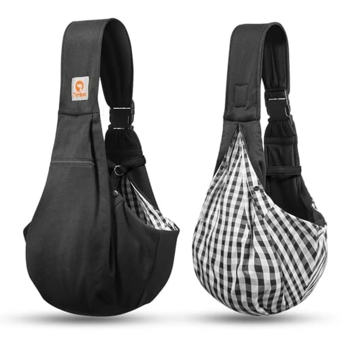 Tomkas Small Dog Cat Sling Carrier Puppy Purse Travel Wrap Soft Crossbody Pet Bag (Black, M - Zip Pocket & Adjust Strap) by TOMKAS - Image 8