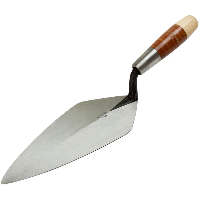 Kraft Tool Co. Narrow London Brick Trowel with Leather Handle 12" (RO316-12) - Grey by Kraft Tool Co. - Refurbished - Premium condition - US$101.45