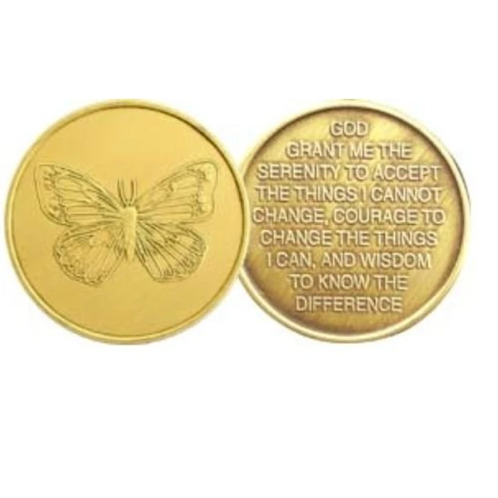 wendells Bulk Lot of 25 Butterfly Bronze Sobriety Medallions Serenity Prayer Chips by Wendells - Image 3