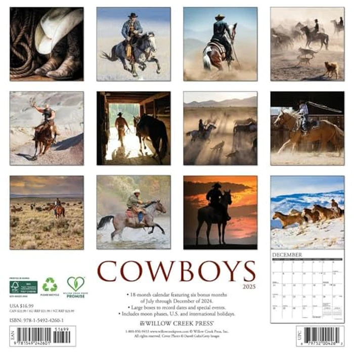 Cowboys 2025 12" x 12" Wall Calendar by WILLOW CREEK - Image 2
