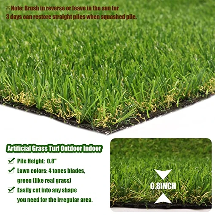 Heyroll Realistic Artificial Turf Grass, 3 FT X 10 FT Artificial Synthetic Fake Grass, 20MM Green Turf Rug Pet Dogs Lawn Mat with Drainage Holes for Indoor Outdoor Patio Garden Landscape/Custom Size by Heyroll - Image 2
