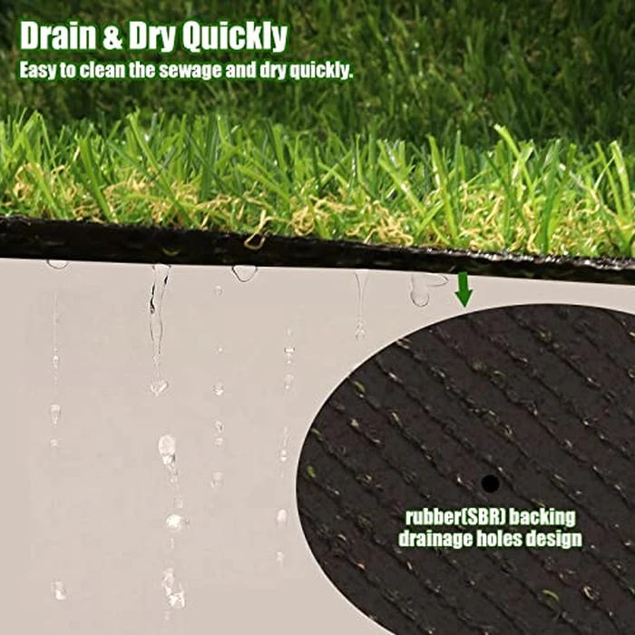 Heyroll Realistic Artificial Turf Grass, 3 FT X 10 FT Artificial Synthetic Fake Grass, 20MM Green Turf Rug Pet Dogs Lawn Mat with Drainage Holes for Indoor Outdoor Patio Garden Landscape/Custom Size by Heyroll - Image 4