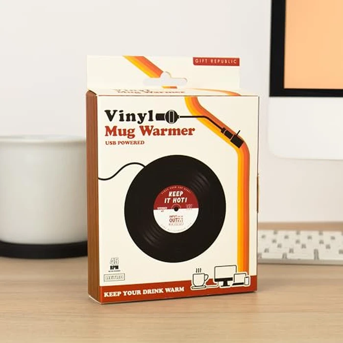 Gift Republic USB Mug Warmer - Retro Vinyl Record Design - Keep Coffee & Tea Warm at Your Desk - USB Powered Hot Drink Warmer - Fun Gift for Music Lovers & Office Use by Gift Republic - Used - Acceptable condition - CA$6.24