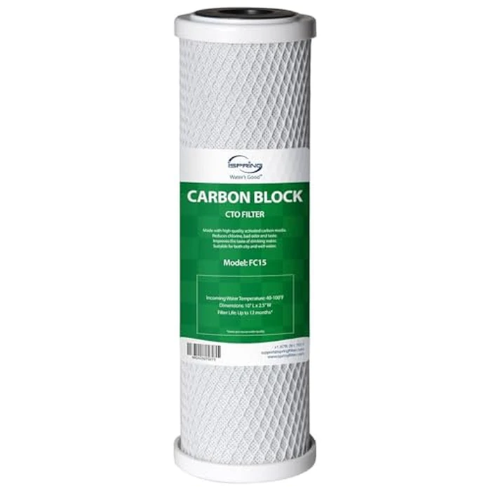 iSpring FC15 5 Micron 10" Replacement CTO Carbon Block Water Filter Cartridge for Under Sink Reverse Osmosis RO Filtration System,10" x 2-1/2", White by iSpring - Used - Like New condition - CA$9.11