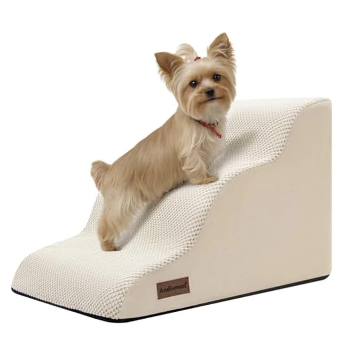 Aodisman Dog Stairs for Small Dogs,3 Step Dog Ramp for Couch and Bed,Pet Stairs with Non-Slip Bottom for Old Cats,Indoor Pet Steps,Comfort,Durable,15.4" H by aodisman - Used - Like New condition - US$28.48