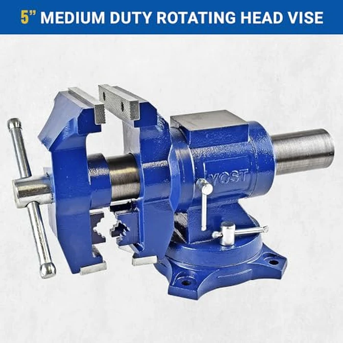 Yost Vises 750-E Multi-Jaw Rotating Vise System | 2 in 1 Multipurpose Bench and Pipe Vise | Secure Grip with Swivel Base | Made with a Combination of Ductile Iron & Hardened Steel | Medium, Blue by Yost Tools - Image 2