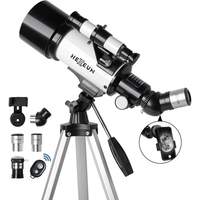 Hexeum Telescope for Kids & Adults 70mm Aperture 500mm AZ Mount AZ50070 - White by Hexeum - Refurbished - Excellent condition