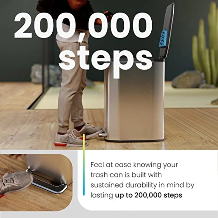 Home Zone Living 13 Gallon Slim Kitchen Trash Can with CleanAura Odor Control, Stainless Steel, Silver, 50 Liters by Home Zone Living - Image 5