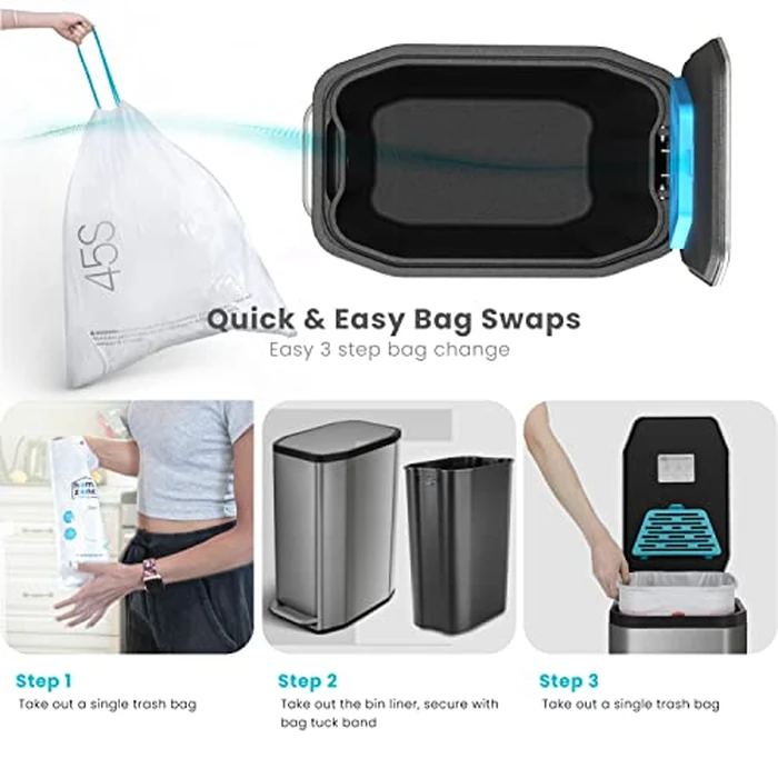 Home Zone Living 13 Gallon Slim Kitchen Trash Can with CleanAura Odor Control, Stainless Steel, Silver, 50 Liters by Home Zone Living - Image 7