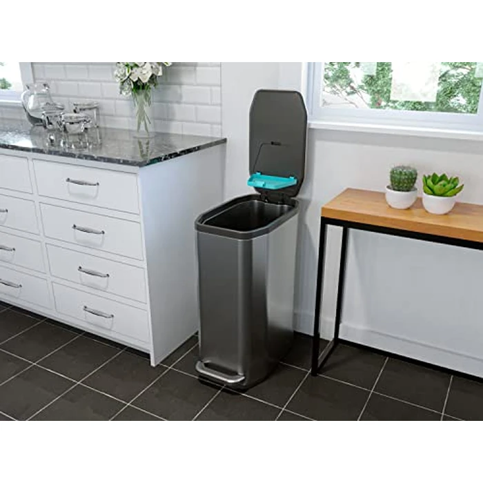 Home Zone Living 13 Gallon Slim Kitchen Trash Can with CleanAura Odor Control, Stainless Steel, Silver, 50 Liters by Home Zone Living - Image 9