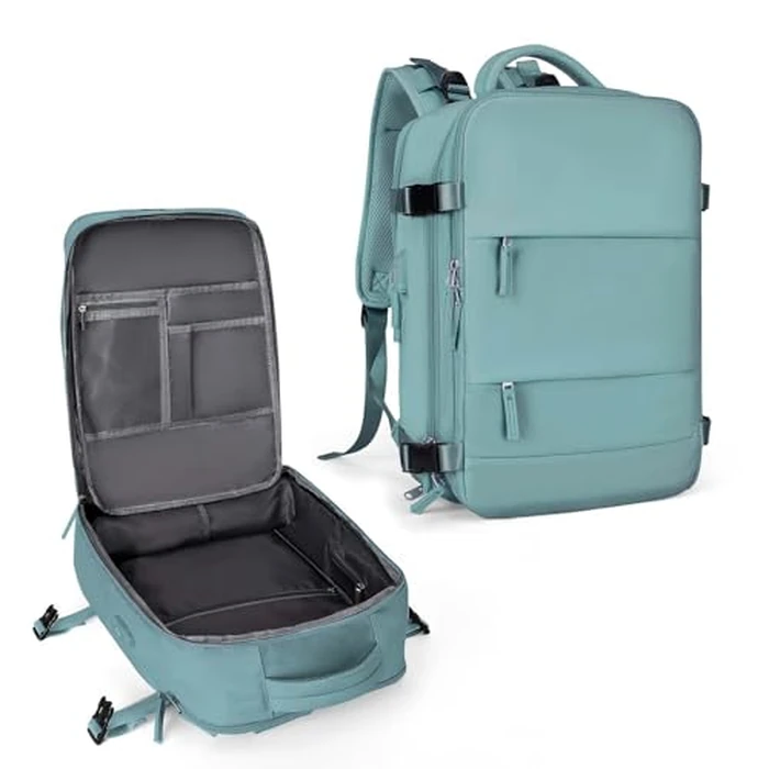 coowoz Large Travel Backpack For Women Men,Carry On Rucksack Flight Approved,Hiking Backpack Waterproof Outdoor Sports Casual Daypack Fit 15.6 Inch Laptop Compartment (Blue) by coowoz - Used - Very Good condition