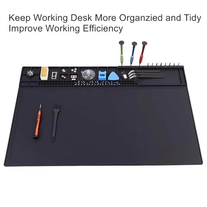Premium Heat Resistant 932 degreesF 22"x 14.2" Magnetic Silicone Soldering Mat Electronics Work Mat for Computer Cell Phone Laptop Repair,BGA Soldering Gun Iron Workbench Protection by HPFIX - Image 2