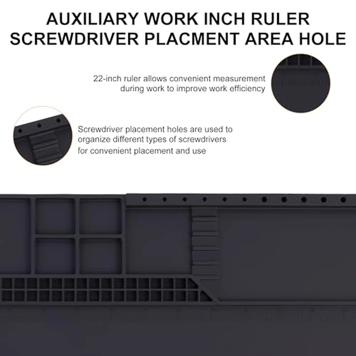 Premium Heat Resistant 932 degreesF 22"x 14.2" Magnetic Silicone Soldering Mat Electronics Work Mat for Computer Cell Phone Laptop Repair,BGA Soldering Gun Iron Workbench Protection by HPFIX - Image 3