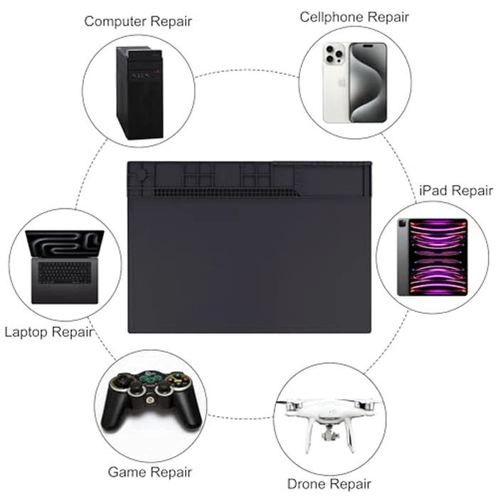 Premium Heat Resistant 932 degreesF 22"x 14.2" Magnetic Silicone Soldering Mat Electronics Work Mat for Computer Cell Phone Laptop Repair,BGA Soldering Gun Iron Workbench Protection by HPFIX - Image 7