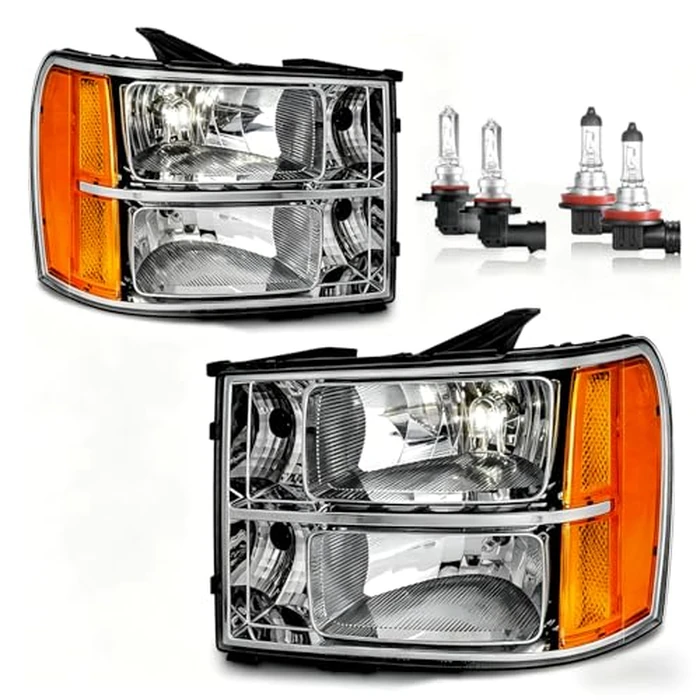 Vizotae Headlights for 2007-2013 GMC Sierra 1500/2007-2014 Sierra 2500 HD 3500 HD Headlamp Replacement, High/Low Beam W/Bulbs, Driver & Passenger Side by Vizotae - Used - Very Good condition - CA$95.09
