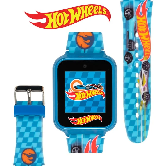 Hot Wheels Interactive Kids Smartwatch - Touchscreen Watch with Camera, Games, Voice Recorder, Step Tracker, Alarm & Timer - Racing-Inspired Design, USB Rechargeable - Fits Wrists 5.5" to 8" by Accutime - Image 1