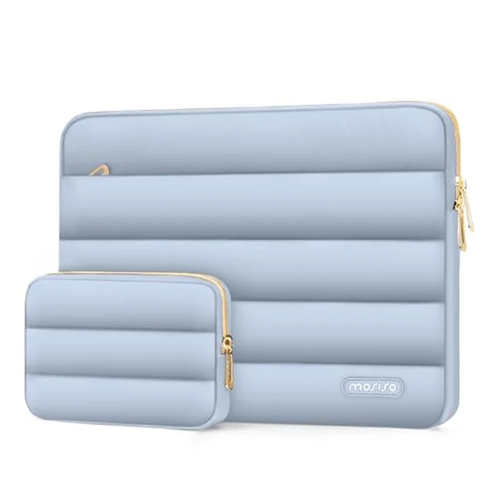 MOSISO Laptop Case 16 inch, 15-15.6 inch Puffy Laptop Sleeve Compatible with MacBook Pro 16 M5 M4 M3 M2 M1, HP Dell ASUS Acer Toshiba Lenovo, Polyester Horizontal Bag with Small Case, Baby Blue by MOSISO - Used - Very Good condition - CA$19.76