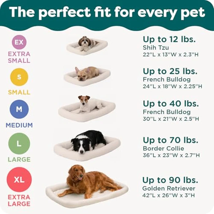 Furhaven Dog Bed for Extra Small Dogs & Indoor Cats, 100% Washable, Sized to Fit Crates - Sherpa Fleece Bolster Crate Pad - Cream, Extra Small by Furhaven - Image 6