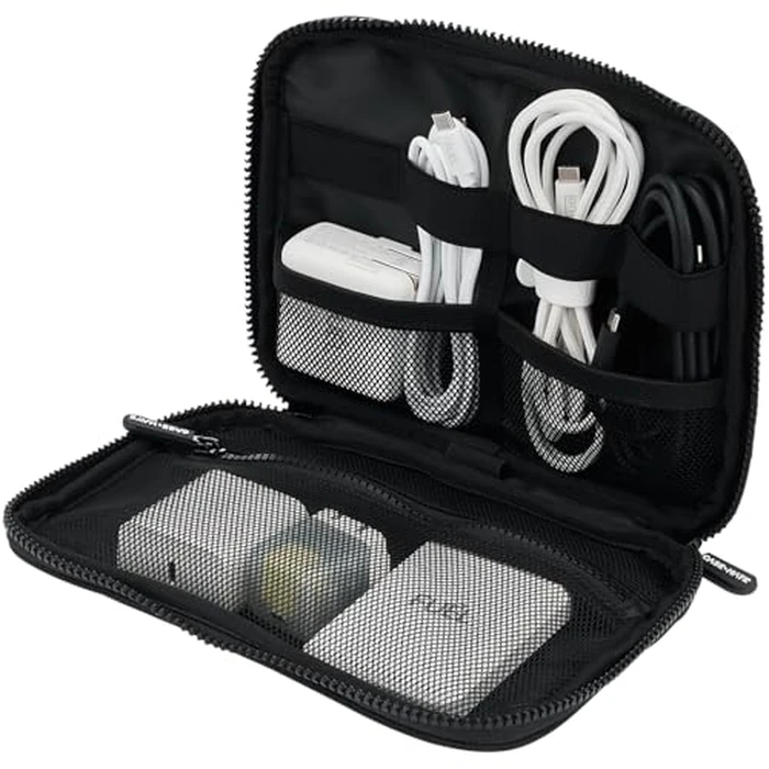 Case-Mate Electronic Organizer Travel Case - Portable Tech Travel Pouch w/Multiple Storage Mesh Pockets for Cable, Cord, Charger, Power Bank, Airpods - Airplane Essentials Bag - Black by Case-Mate - Image 2