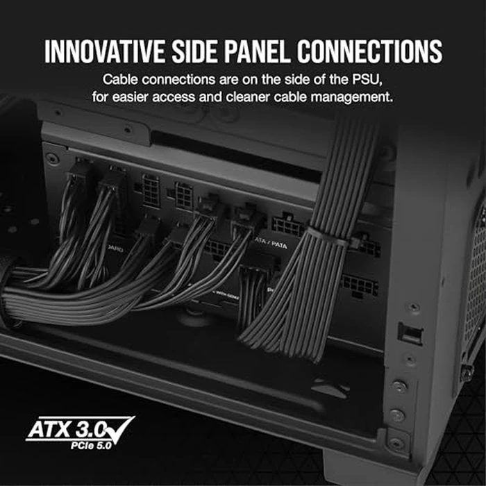 Corsair RM1200x Shift Fully Modular ATX Power Supply - Modular Side Interface - ATX 3.1 & PCIe 5.1 Compliant - Zero RPM Fan Mode - 105 degreesC-Rated Capacitors - 80 Plus Gold Efficiency - Black, 1200W by Corsair - Image 4