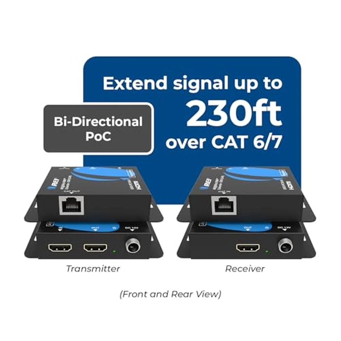 OREI 4K HDMI Extender Balun UltraHD 4K @ 60Hz 4:4:4 Over Single CAT6/7 Cable with HDR & IR Control-Ethernet Up to 165 ft- Power Over Cable (UHD-IPC165-K) by OREI - Image 2