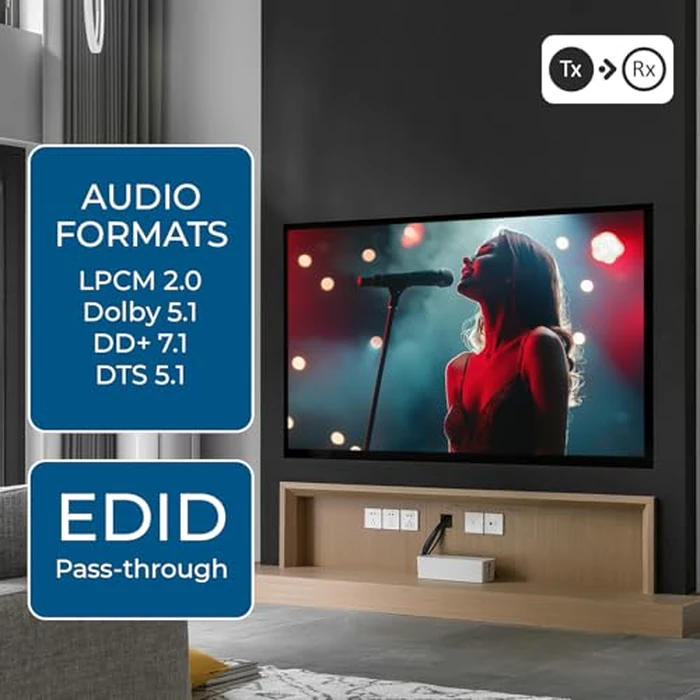 OREI 4K HDMI Extender Balun UltraHD 4K @ 60Hz 4:4:4 Over Single CAT6/7 Cable with HDR & IR Control-Ethernet Up to 165 ft- Power Over Cable (UHD-IPC165-K) by OREI - Image 6