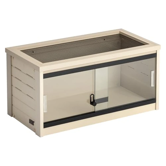 New Age Pet ECOFLEX 24" Wide Small Reptile Habitat Enclosure, Glass Front Terrarium for Snakes, Lizards & Tortoises in Maple or Grey, Easy to Clean, Front Access Design and Mesh Top by New Age Pet - Used - Very Good condition - US$83.24