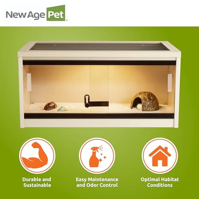 New Age Pet ECOFLEX 24" Wide Small Reptile Habitat Enclosure, Glass Front Terrarium for Snakes, Lizards & Tortoises in Maple or Grey, Easy to Clean, Front Access Design and Mesh Top by New Age Pet - Image 7