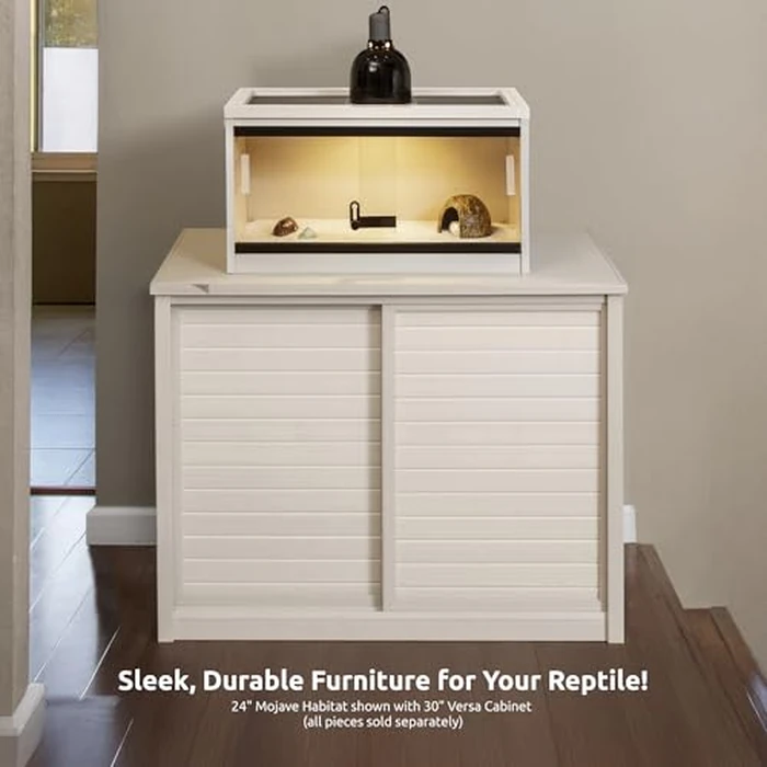 New Age Pet ECOFLEX 24" Wide Small Reptile Habitat Enclosure, Glass Front Terrarium for Snakes, Lizards & Tortoises in Maple or Grey, Easy to Clean, Front Access Design and Mesh Top by New Age Pet - Image 9